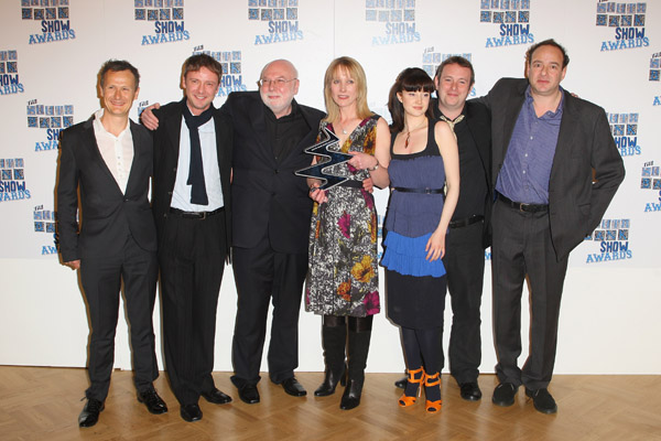 South Bank Show Awards - Media Room:  Actor John Simm (2nd left), Peter Flannery (3rd left), actress Andrea Riseborough (third right) and cast with the TV Drama Award for "The Devil’s Whore" during the South Bank Show Awards 2009 at the Dorchester Hotel on 20 January 2009 in London, England.