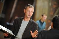 John Simm rehearses for Hamlet