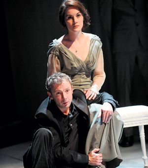 Michelle Dockery as Ophelia and John Simm as Hamlet at the Crucible in Sheffield