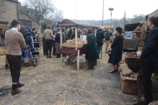 The Royal Hotel's carpark is transformed into a market during filming for series 2 of The Village