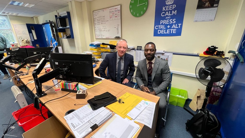 John Simm and Richie Campbell at Time 24 Filming Location